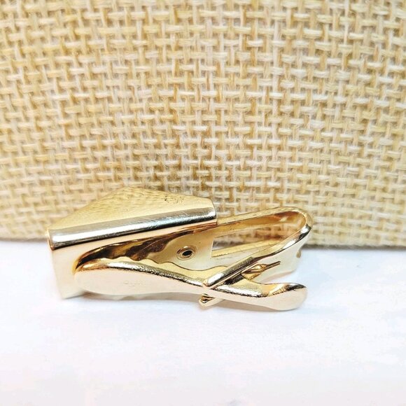 Vtg Hickock USA Mini Box Letters W S Monogram Gold Black Tone Tie Clip - Picture 2 of 3